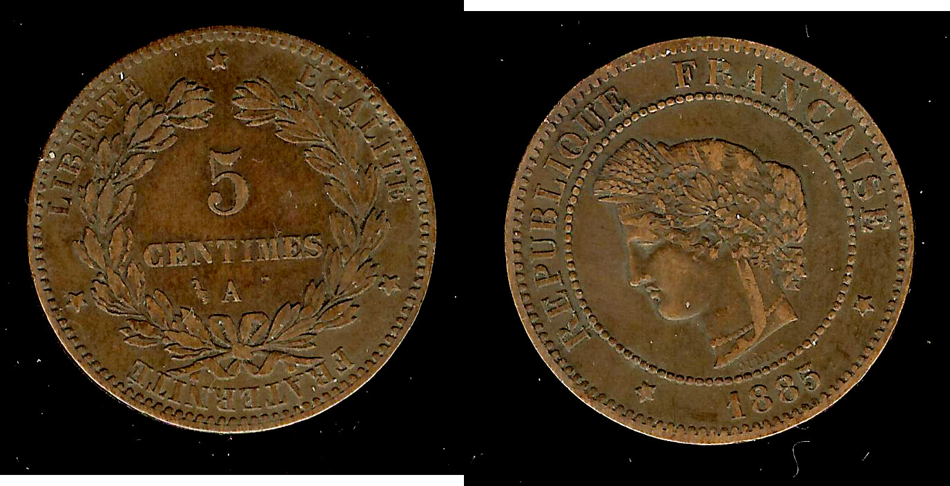 5 centimes Cérès 1885A EF